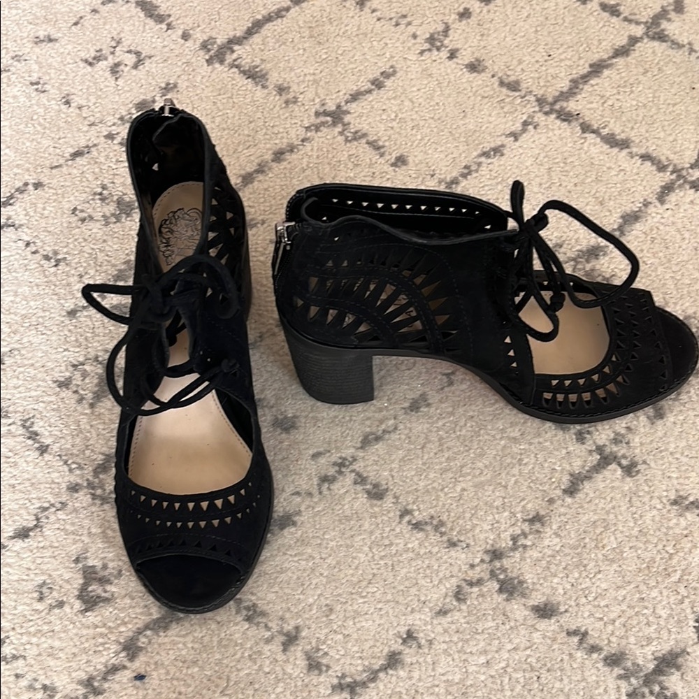 Vince Camuto Tarita Cutout Black Lace Up Sandal